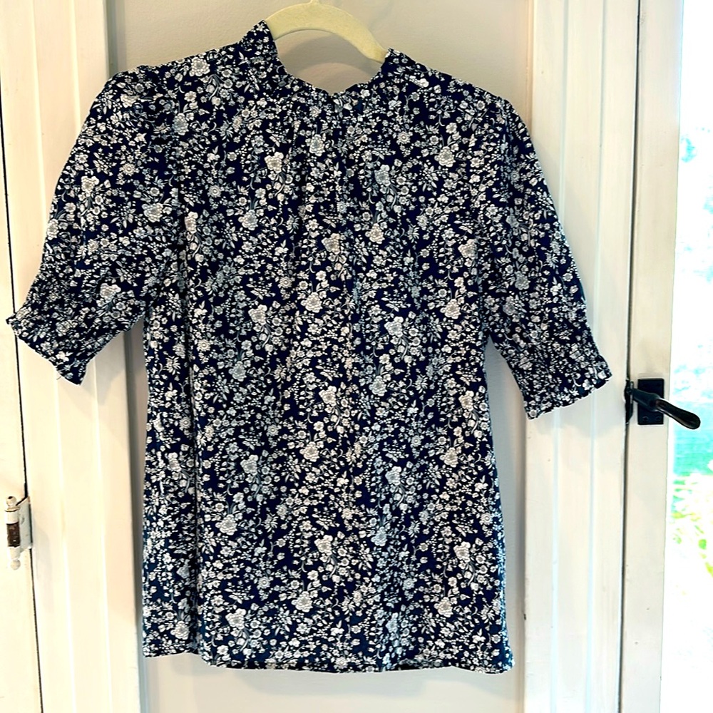 J.CREW Liberty Print Smocked Short Sleeve Blouse (XS)